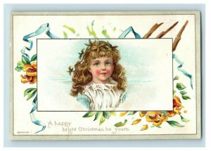 Victorian Christmas Trade Card A Happy Bright Christmas Be Yours Girl P49