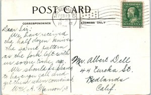 SAN BERNARDINO, CA  AD CARD PAUL REVERE in WORKSHOP c1911  Postcard