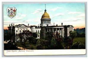 Vintage 1910's Postcard State Capitol Building and State Seal Madison Wisconsin