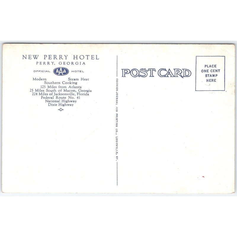 Postcard New Perry Hotel Perry Georgia Architecture