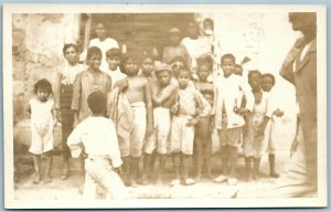AFRICAN KIDS GROUP ANTIQUE REAL PHOTO POSTCARD RPPC