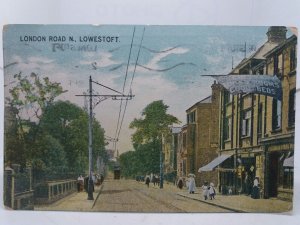 London Road North Lowestoft Vintage Postcard 1906 Coleman's Dining Rooms