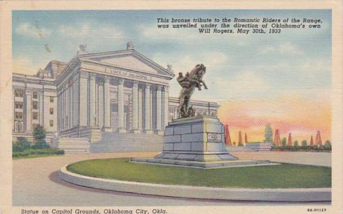 Oklahoma Oklahoma City Statue On Capitol Grounds Curteich