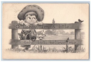 Wall Artist Signed Postcard Cowboy With Dog Port Arthur Ontario Canada 1913