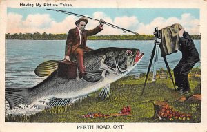 Man Riding a Fish Perth Road, ONT., Canada Fishing 1934 