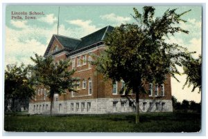 1920 Lincoln School Exterior Building Field Pella Iowa Vintage Antique Postcard