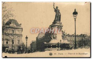 Old Postcard Paris Place de la Republique