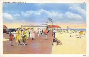 Beach Haven New Jersey Boardwalk, Color Linen Vintage Postcard U14257