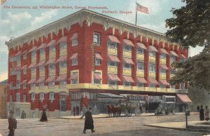 THE DANMOORE Washington Street Scene PORTLAND Oregon Hotel 1908 Vintage Postcard