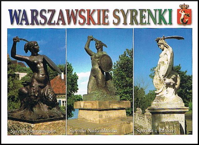 Warsaw Poland Mermaids Unused Vintage Postcard 4