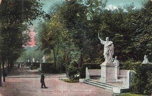 Berlin Germany Siegessäule Alley Photo Postcard with Statues