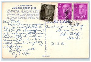 c1950's SS Independence Sister of SS Constitution American Export Lines Postcard 