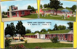 Linen Postcard Town and Country Motel U.S. Highway 25 in Trenton, South Carolina