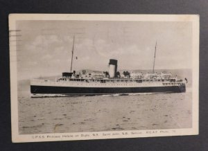 1945 Ship Postcard Cover From Fredericton NB to Middleboro MA Princess Helene