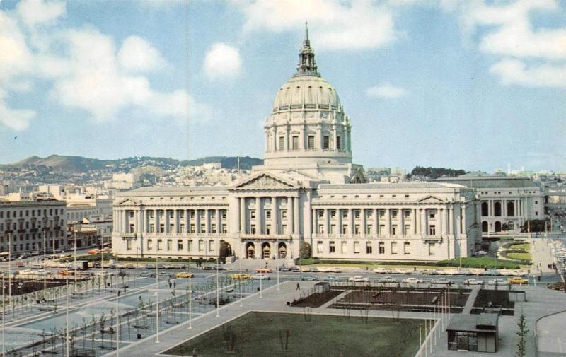 SAN FRANCISCO, CA California  CITY HALL~Bird's Eye View c1950's Chrome Postcard