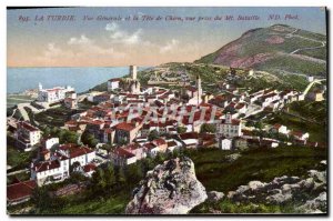 Old Postcard La Turbie General view and the view Dog Tete taken Mt Battle