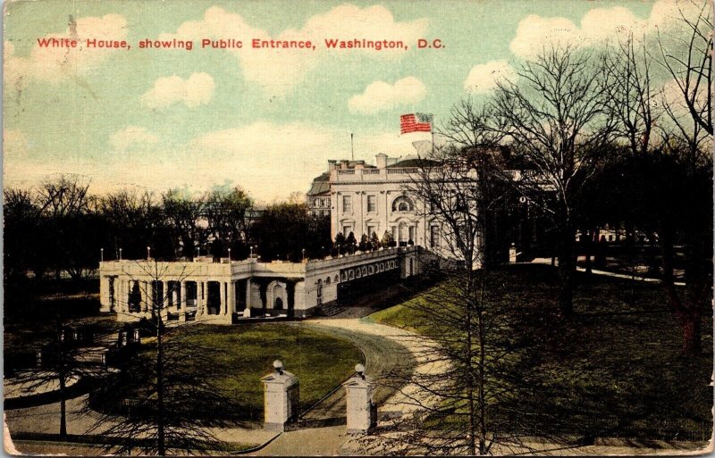 White House Public Entrance Washington DC US Capitol DB Cancel WOB Postcard 