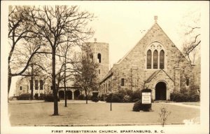 Spartanburg South Carolina SC First Presbyterian Church Real Photo Postcard