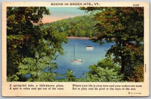 Vtg Vermont VT Scene in Green Mountains Spring Fed Lake 1930s View Postcard