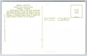 Normal Illinois~Brokaw Hospital @ Franklin & Virginia Streets~Vintage Postcard