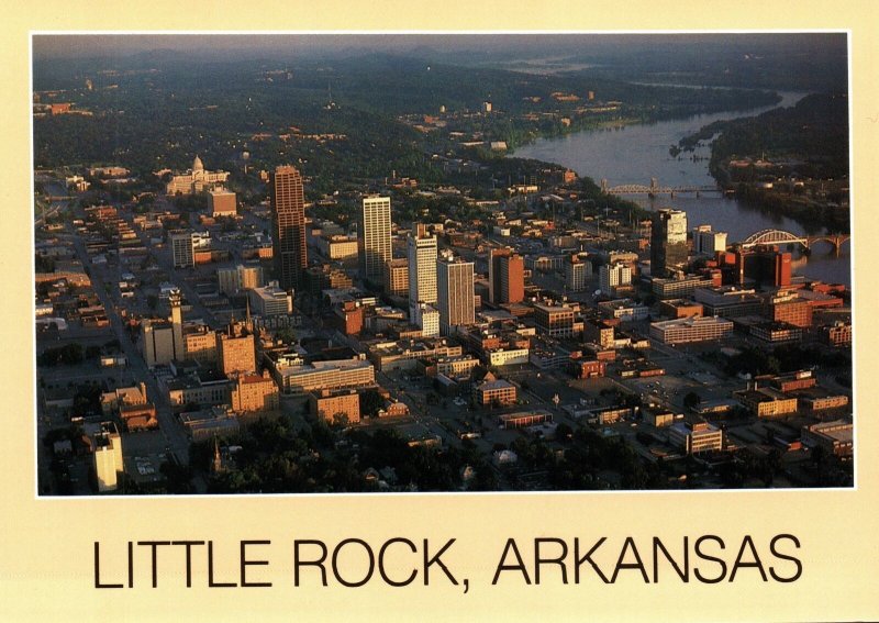 CONTINENTAL SIZE POSTCARD REPRODUCTION OF AERIAL VIEW OF DOWNTOWN LITTLE ROCK