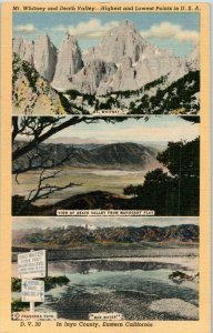 Mt Whitney and Death Valley Highest and Lowest Points in US California Postcard