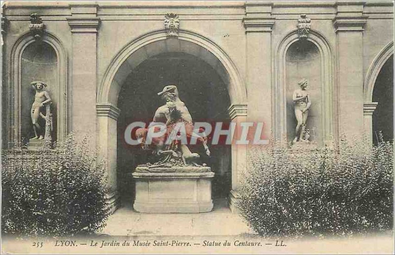 Old Postcard Lyon Le Jardin du Musee Saint Pierre Statue of Centaur