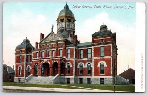 Dadge County Courthouse Fremont Nebraska Stairway Street View Building Postcard