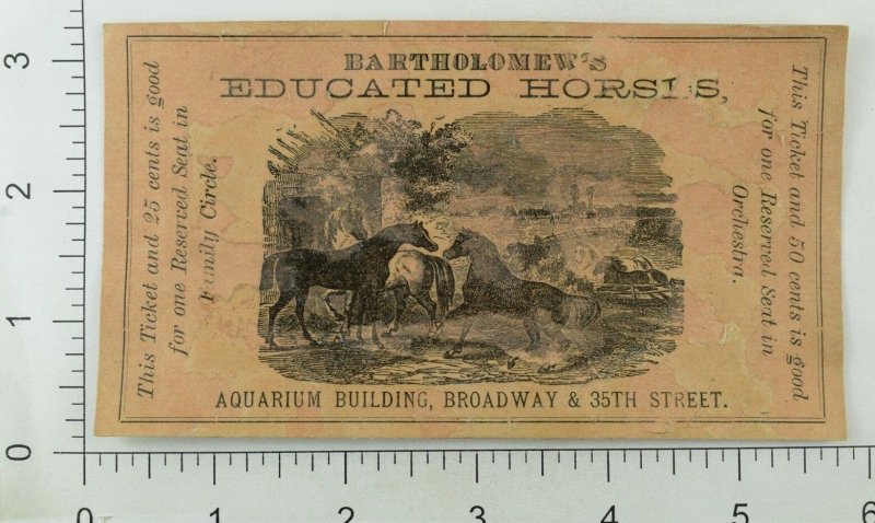 Bartholomew's Educated Horses Circus 25¢ Ticket P113