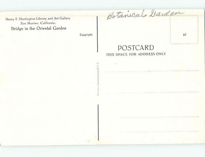 Pre1980 BRIDGE IN ORIENTAL GARDEN AT HUNTINGTON LIBRARY San Marino CA r9908