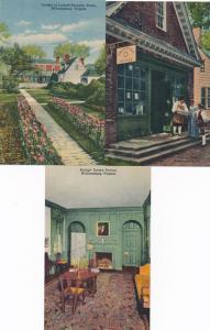 (3 cards) Historic Williamsburg VA Virginia Garden Printing Office Tavern Linen