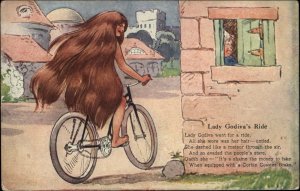 Corbin Coaster Brakes For Bicycles Lady Godiva Ride Long Hair Poem Postcard