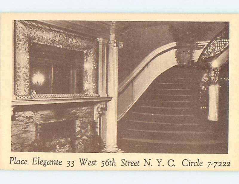 Unused 1940's PLACE ELEGANTE RESTAURANT ON WEST 56TH STREET Manhattan NY p0329