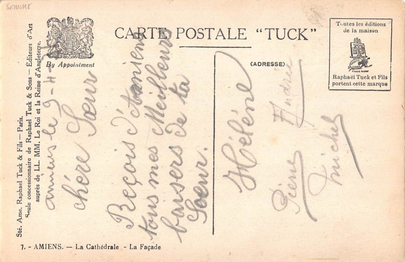 C001 France, Amiens-La Cathedrale-1931 vintage postcard