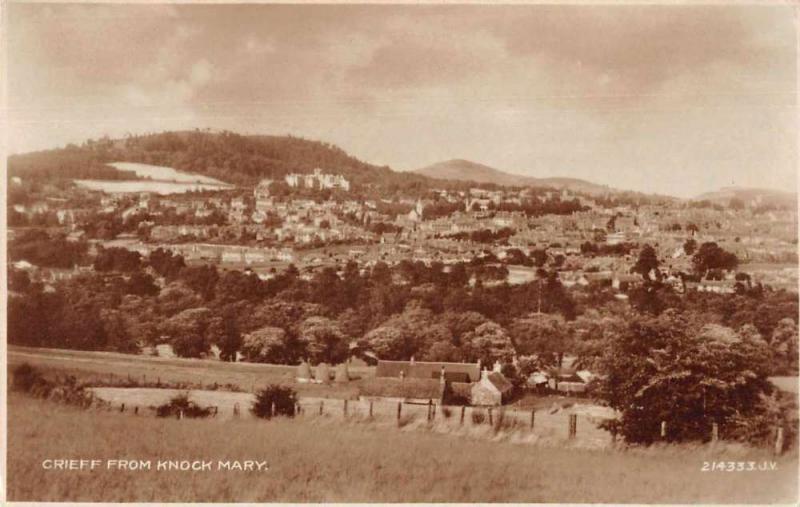 Crieff Scotland birds eye view from Knock Mary real photo pc Z46046