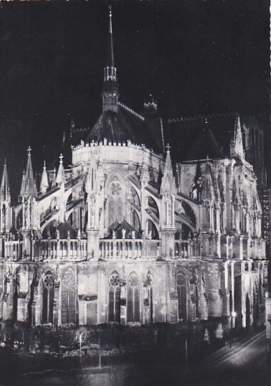 France Reims l'Abside de la Cathedrale Illuminee