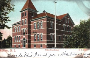 Vintage Postcard 1906 Tall & Strong Building Union Free School Highland New York