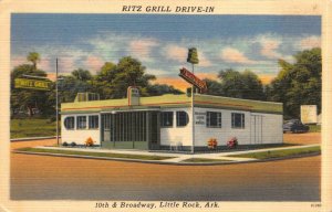 Linen Postcard Ritz Grill Drive-In Restaurant in Little Rock, Arkansas~115015