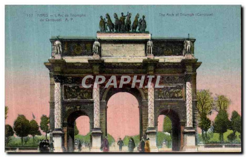 Old Postcard Paris Arc de Triomphe du Carousel