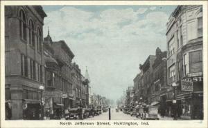 Huntington IN North Jefferson St. c1920 Postcard