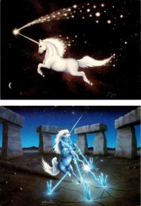 2~4X6 Postcards  UNICORNS Star Shower & Lightning Bolts  ANDY MACK Artist Signed