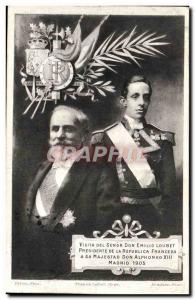 Old Postcard Loubet Alfonso XIII Madrid 1905