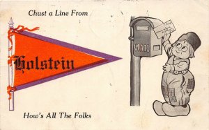 H40/ Holstein Iowa Postcard 1912 Pennant Dutch Child Chust a Line