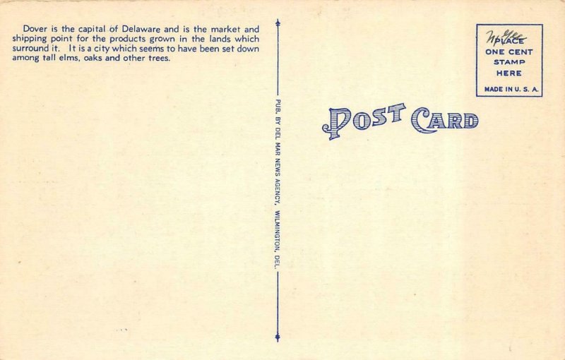DOVER, DE Delaware     HIGH SCHOOL      c1940's Linen Postcard