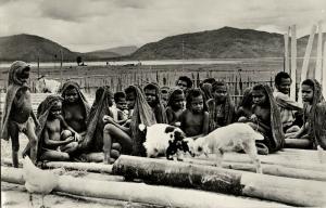 dutch new guinea, Native Papua School Children at Bomou, Lake Tage (1950s) RPPC