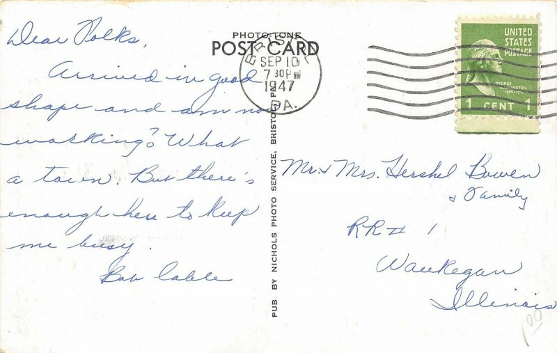 Bristol Pennsylvania 1947 Postcard Knights Of Columbus Home