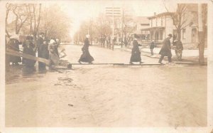 RPPC FLOOD SCENE SPRINGFIELD MASSACHUSETTS REAL PHOTO POSTCARD (c. 1910)