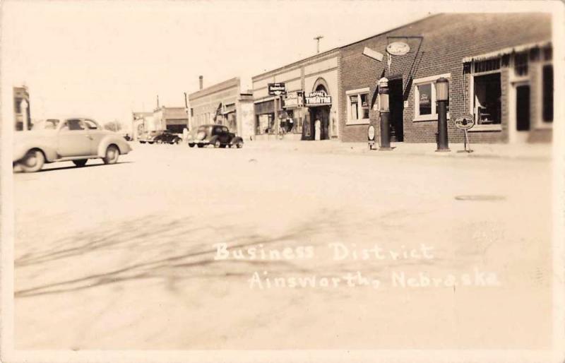 Ainsworth Nebraska Business District Real Photo Antique Postcard J59021