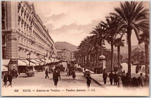 Avenue De Verdun Nice France Street View Palm Trees Buildings Postcard