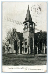 1911 Congregational Church Exterior Roadside Grinnell Iowa IA Posted Postcard